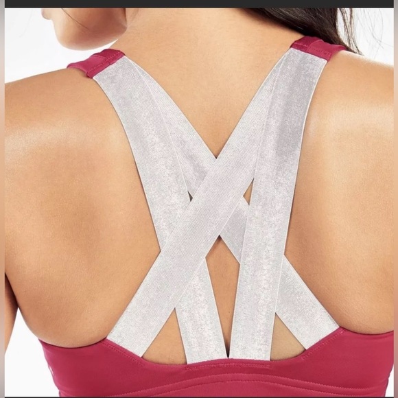Fabletics Paige Low Impact Red/Silver Sports Bra - Picture 3 of 12